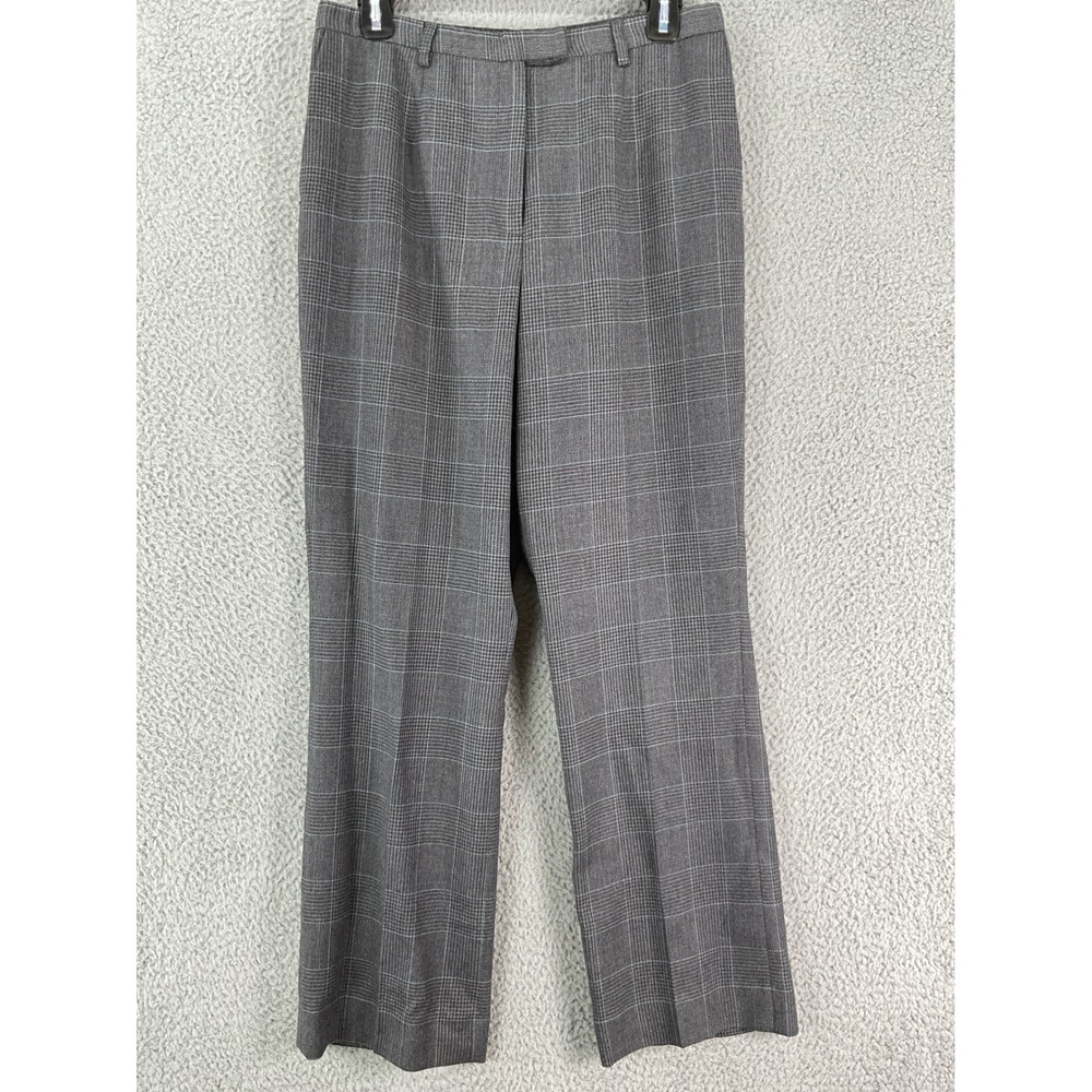 Pendleton Trousers Womens 10P Grey Glen Plaid 100% Virgin Wool Straight Pants